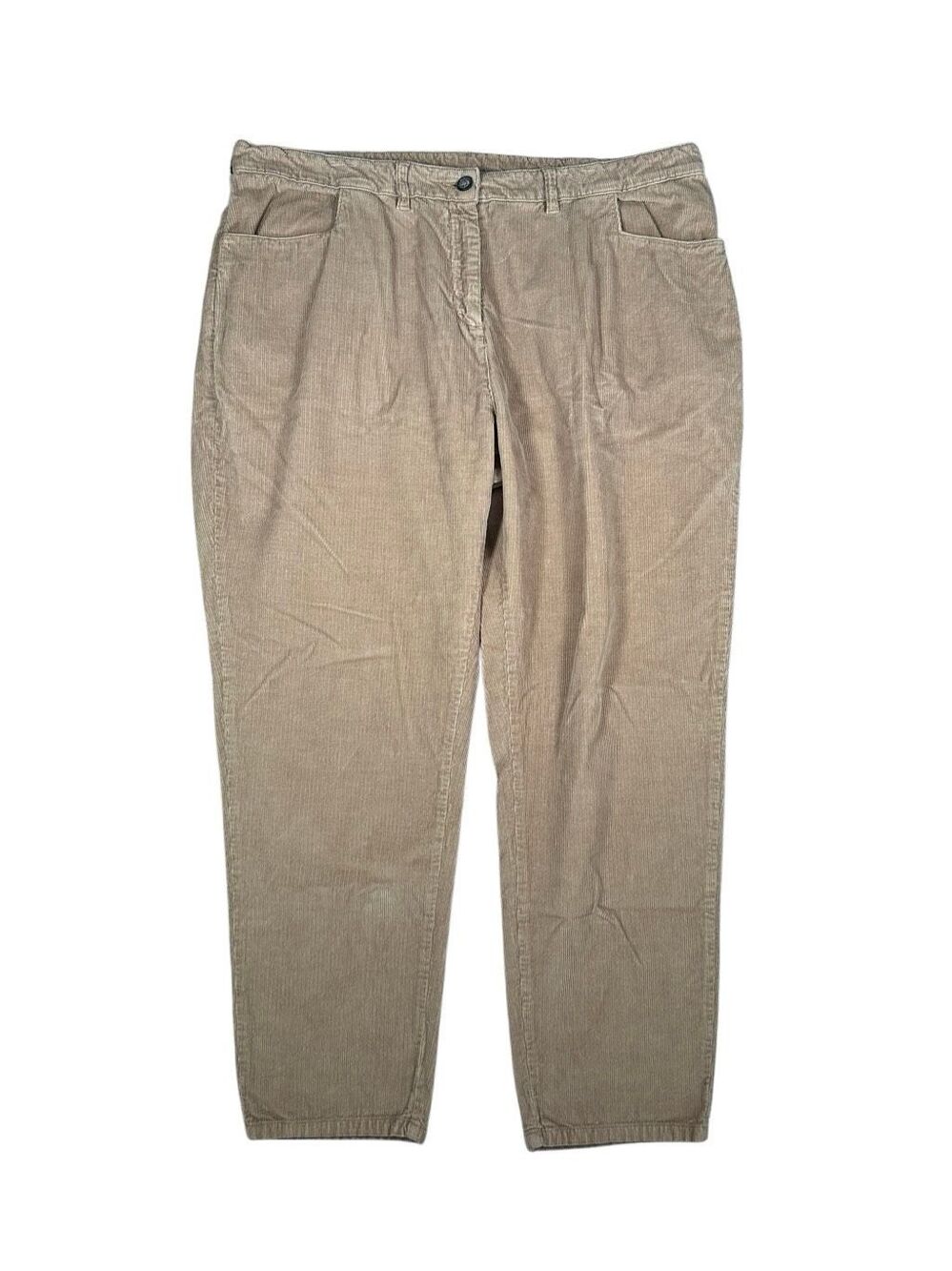 Poetry Fine Corduroy Trouser Pants 18 High Rise Slim Straight Tapered Leg Tan